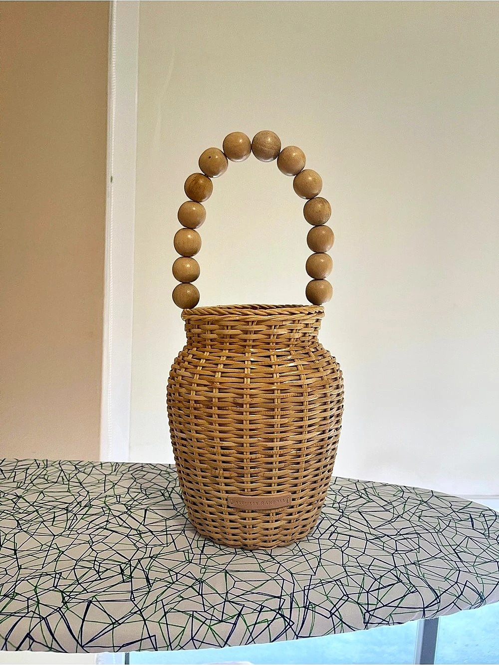 Loeffler Randall Louise Wicker and Polka-Dot Canvas Tote Polka-Dot Canvas Tote